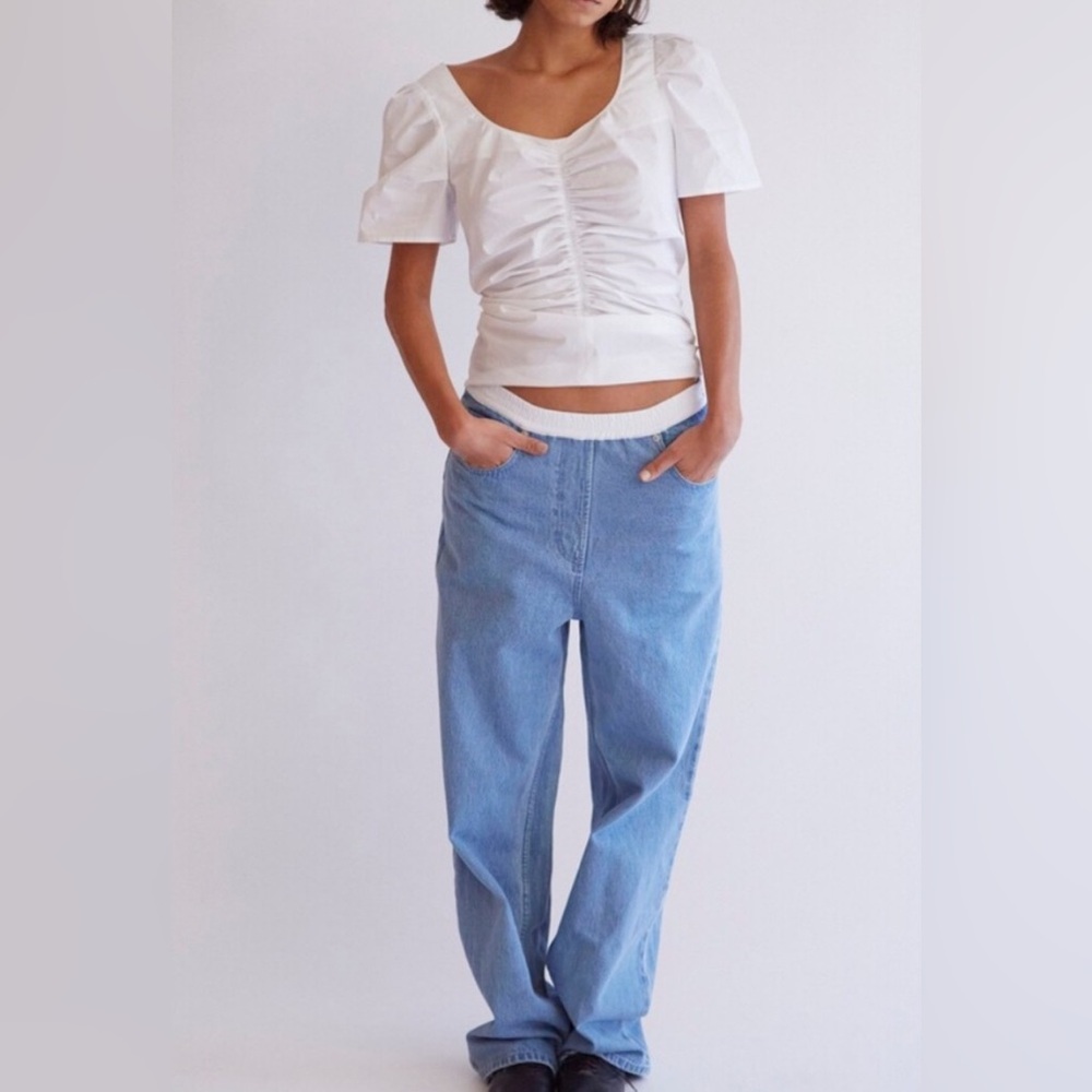 COPY - THAKOON Smocked Waist Wide Leg Jeans